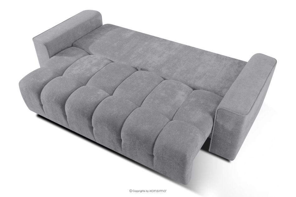 RUSA Pikowana sofa trzyosobowa rozkładana w tkaninie plecionej szary szary - zdjęcie 4