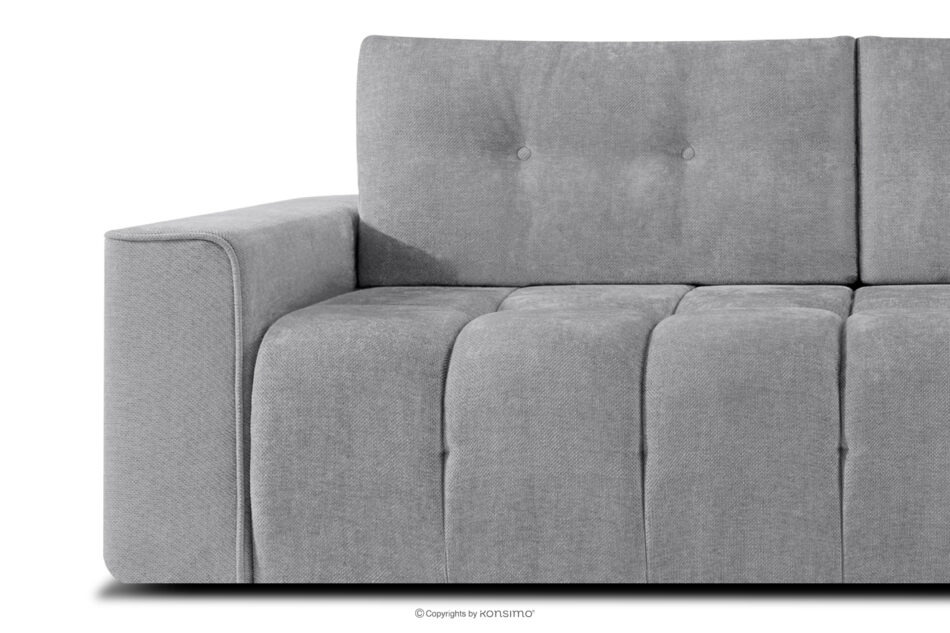 RUSA Pikowana sofa trzyosobowa rozkładana w tkaninie plecionej szary szary - zdjęcie 6