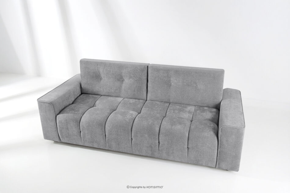 RUSA Pikowana sofa trzyosobowa rozkładana w tkaninie plecionej szary szary - zdjęcie 1