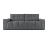 Pikowana sofa trzyosobowa rozkładana w tkaninie plecionej ciemny szary