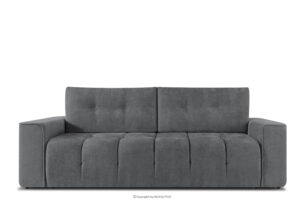 RUSA, https://konsimo.pl/kolekcja/rusa/ Pikowana sofa trzyosobowa rozkładana w tkaninie plecionej ciemny szary ciemny szary - zdjęcie