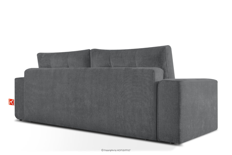 RUSA Pikowana sofa trzyosobowa rozkładana w tkaninie plecionej ciemny szary ciemny szary - zdjęcie 3