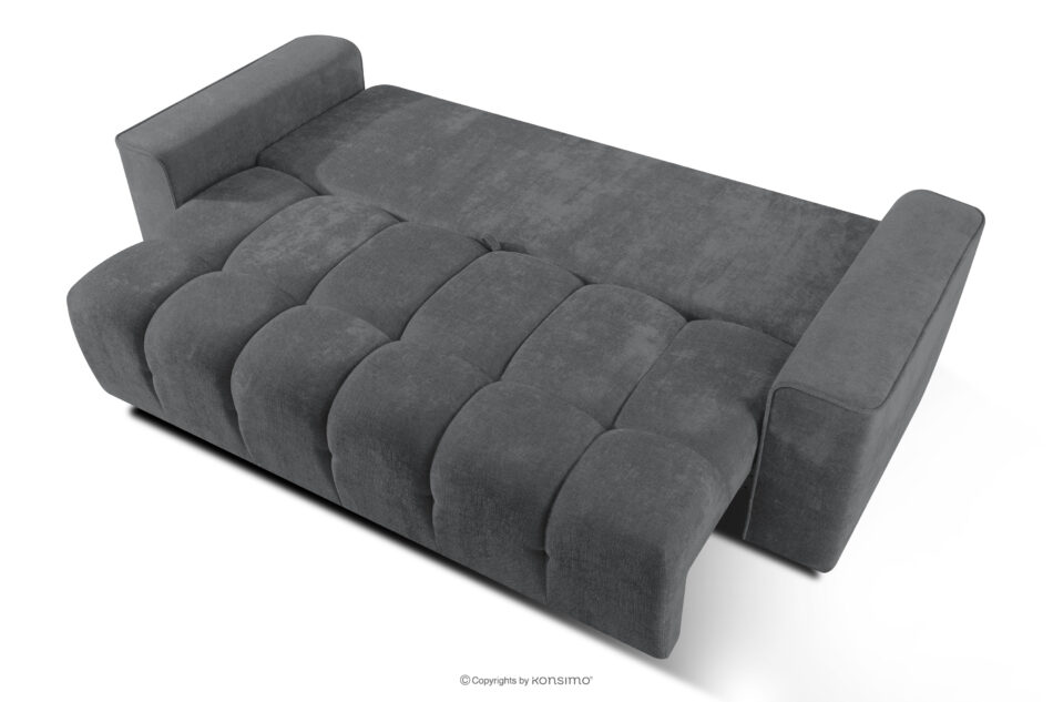 RUSA Pikowana sofa trzyosobowa rozkładana w tkaninie plecionej ciemny szary ciemny szary - zdjęcie 4