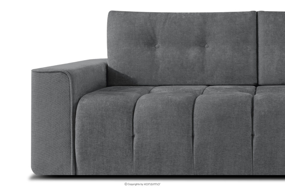 RUSA Pikowana sofa trzyosobowa rozkładana w tkaninie plecionej ciemny szary ciemny szary - zdjęcie 6