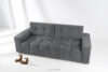 RUSA Pikowana sofa trzyosobowa rozkładana w tkaninie plecionej ciemny szary ciemny szary - zdjęcie 2