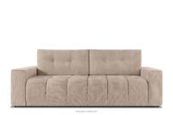 Pikowana sofa trzyosobowa rozkładana w tkaninie plecionej jasny beżowy