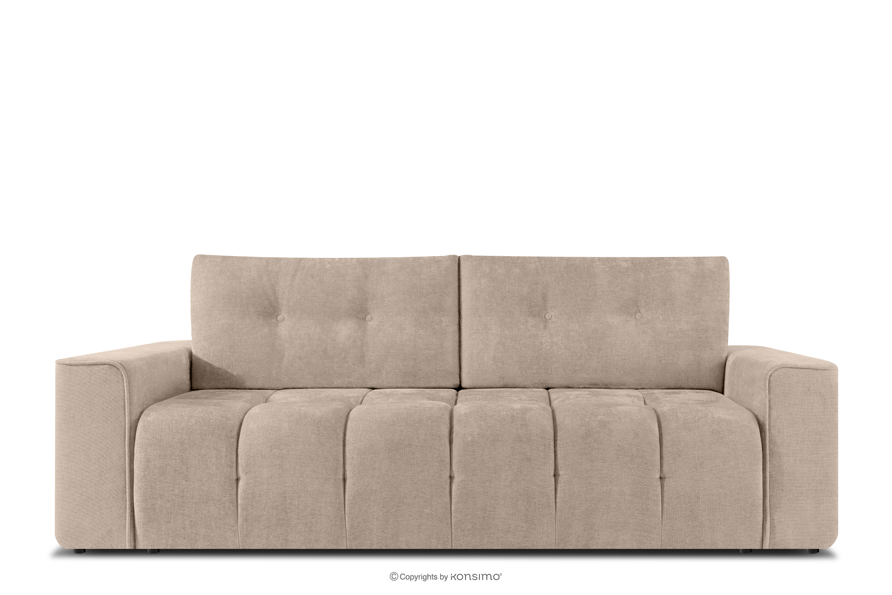 Pikowana sofa trzyosobowa rozkładana w tkaninie plecionej jasny beżowy RUSA