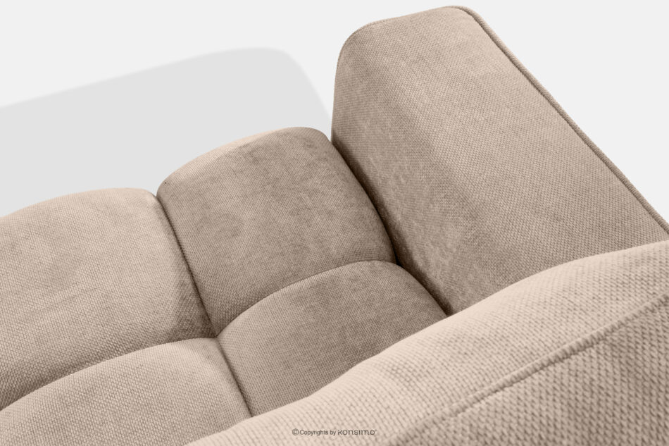 RUSA Pikowana sofa trzyosobowa rozkładana w tkaninie plecionej jasny beżowy jasny beżowy - zdjęcie 5