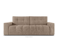 Pikowana sofa trzyosobowa rozkładana w tkaninie plecionej ciemny beżowy