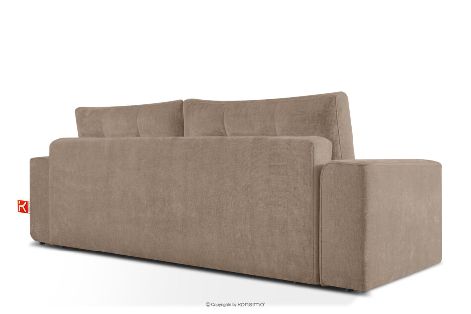RUSA Pikowana sofa trzyosobowa rozkładana w tkaninie plecionej ciemny beżowy ciemny beżowy - zdjęcie 3