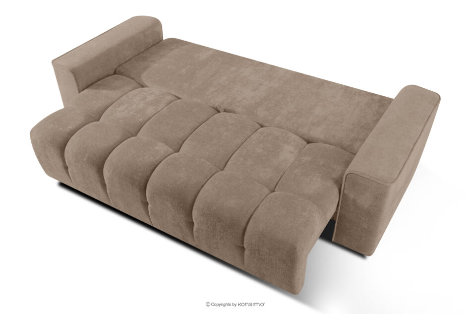 RUSA Pikowana sofa trzyosobowa rozkładana w tkaninie plecionej ciemny beżowy ciemny beżowy - zdjęcie 4