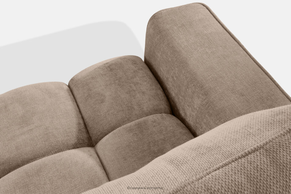 RUSA Pikowana sofa trzyosobowa rozkładana w tkaninie plecionej ciemny beżowy ciemny beżowy - zdjęcie 5