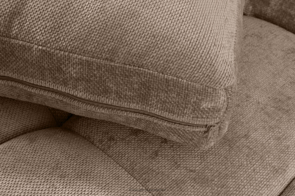 RUSA Pikowana sofa trzyosobowa rozkładana w tkaninie plecionej ciemny beżowy ciemny beżowy - zdjęcie 8