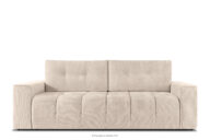 Pikowana sofa trzyosobowa rozkładana w tkaninie plecionej ecru