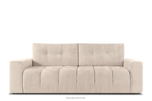 RUSA, https://konsimo.pl/kolekcja/rusa/ Pikowana sofa trzyosobowa rozkładana w tkaninie plecionej ecru ecru - zdjęcie