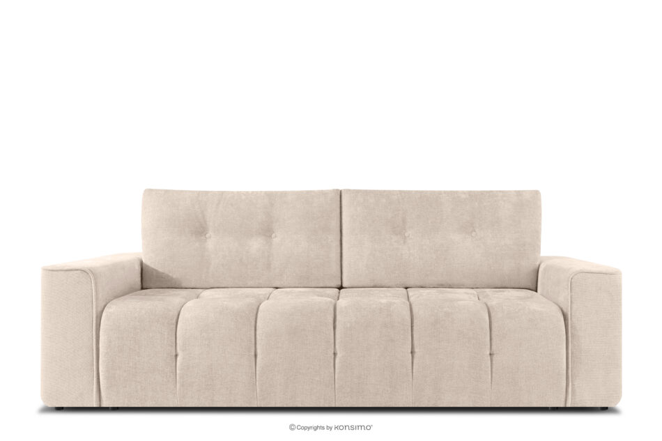 RUSA Pikowana sofa trzyosobowa rozkładana w tkaninie plecionej ecru ecru - zdjęcie 0
