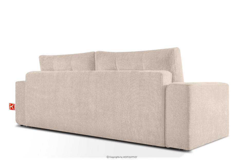 RUSA Pikowana sofa trzyosobowa rozkładana w tkaninie plecionej ecru ecru - zdjęcie 3