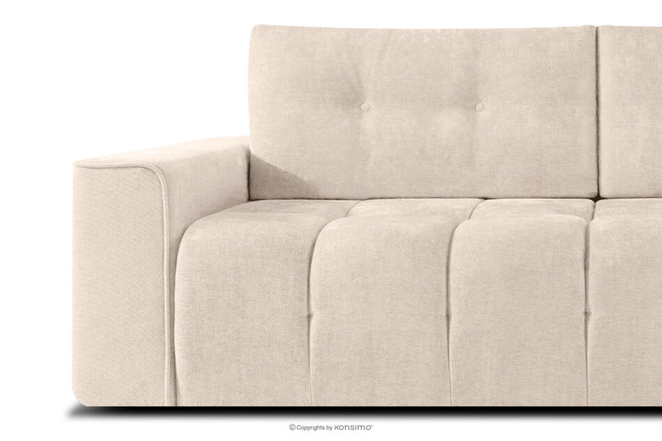 RUSA Pikowana sofa trzyosobowa rozkładana w tkaninie plecionej ecru ecru - zdjęcie 6