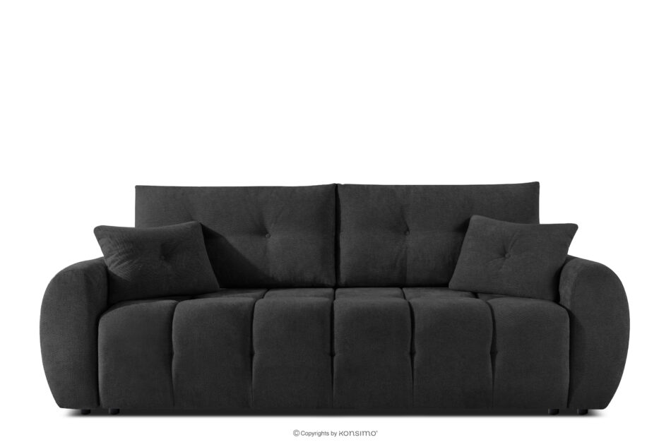 HELLA Pikowana sofa trzyosobowa z funkcją spania w tkaninie plecionej antracytowy antracytowy - zdjęcie 0