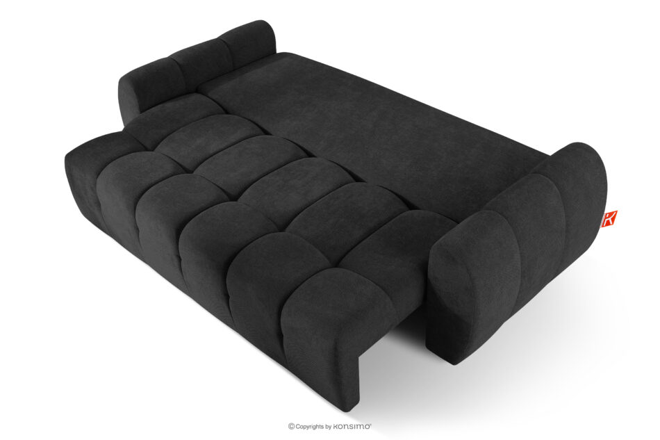 HELLA Pikowana sofa trzyosobowa z funkcją spania w tkaninie plecionej antracytowy antracytowy - zdjęcie 4