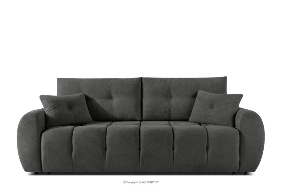 HELLA Pikowana sofa trzyosobowa z funkcją spania w tkaninie plecionej stalowy stalowy - zdjęcie 0