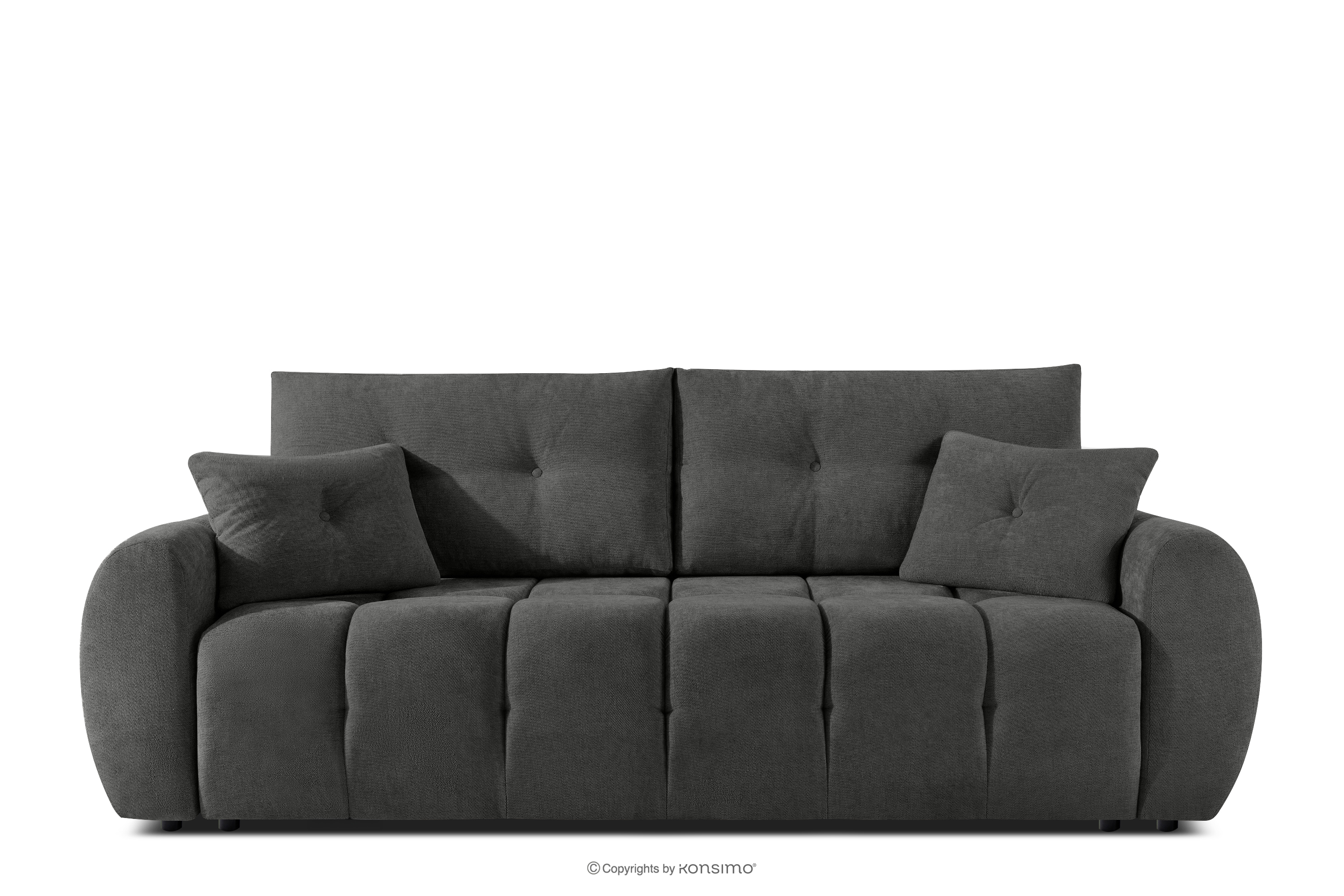 Pikowana sofa trzyosobowa z funkcją spania w tkaninie plecionej stalowy