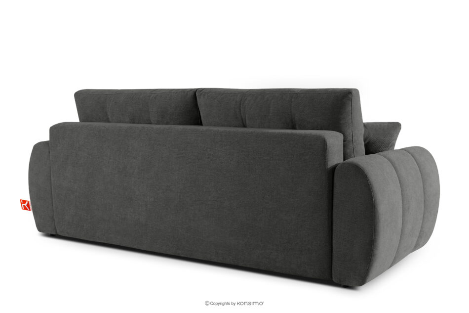 HELLA Pikowana sofa trzyosobowa z funkcją spania w tkaninie plecionej stalowy stalowy - zdjęcie 3