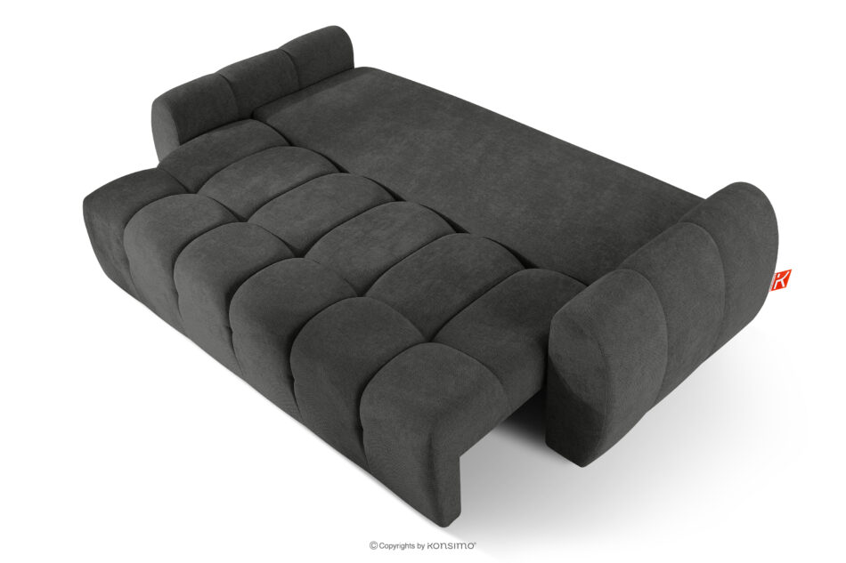 HELLA Pikowana sofa trzyosobowa z funkcją spania w tkaninie plecionej stalowy stalowy - zdjęcie 4