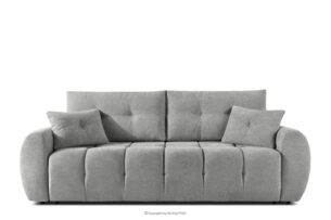 HELLA, https://konsimo.pl/kolekcja/hella/ Pikowana sofa trzyosobowa z funkcją spania w tkaninie plecionej szary szary - zdjęcie