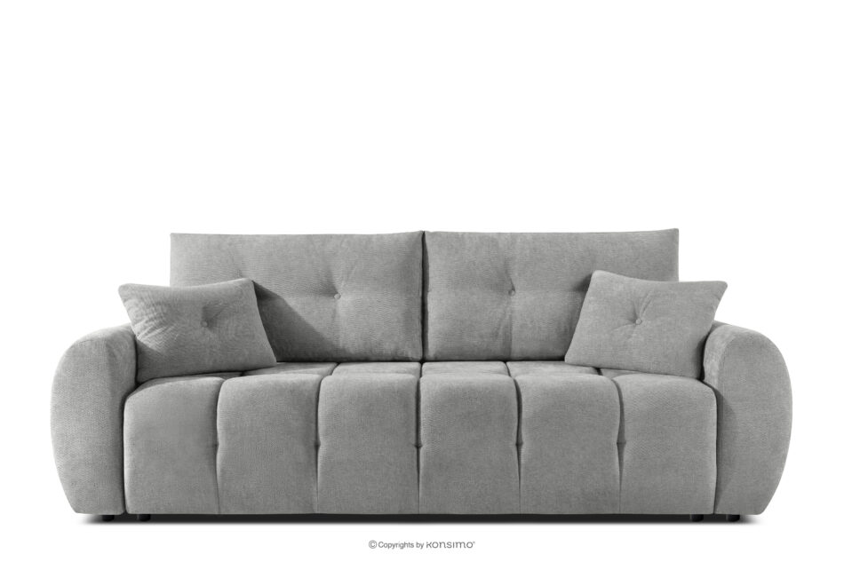 HELLA Pikowana sofa trzyosobowa z funkcją spania w tkaninie plecionej szary szary - zdjęcie 0