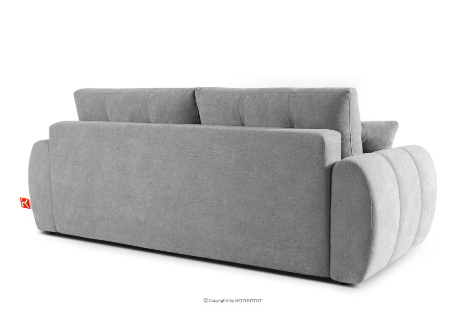 HELLA Pikowana sofa trzyosobowa z funkcją spania w tkaninie plecionej szary szary - zdjęcie 3