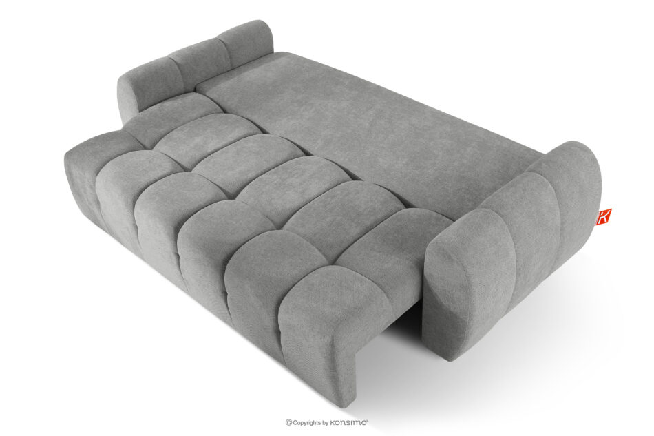HELLA Pikowana sofa trzyosobowa z funkcją spania w tkaninie plecionej szary szary - zdjęcie 4