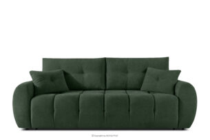 HELLA, https://konsimo.pl/kolekcja/hella/ Pikowana sofa trzyosobowa z funkcją spania w tkaninie plecionej zielony zielony - zdjęcie