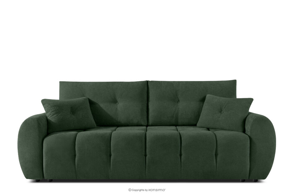 HELLA Pikowana sofa trzyosobowa z funkcją spania w tkaninie plecionej zielony zielony - zdjęcie 0