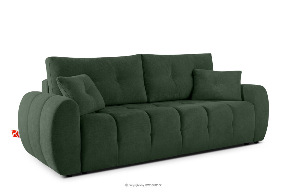 HELLA Pikowana sofa trzyosobowa z funkcją spania w tkaninie plecionej zielony zielony - zdjęcie 2