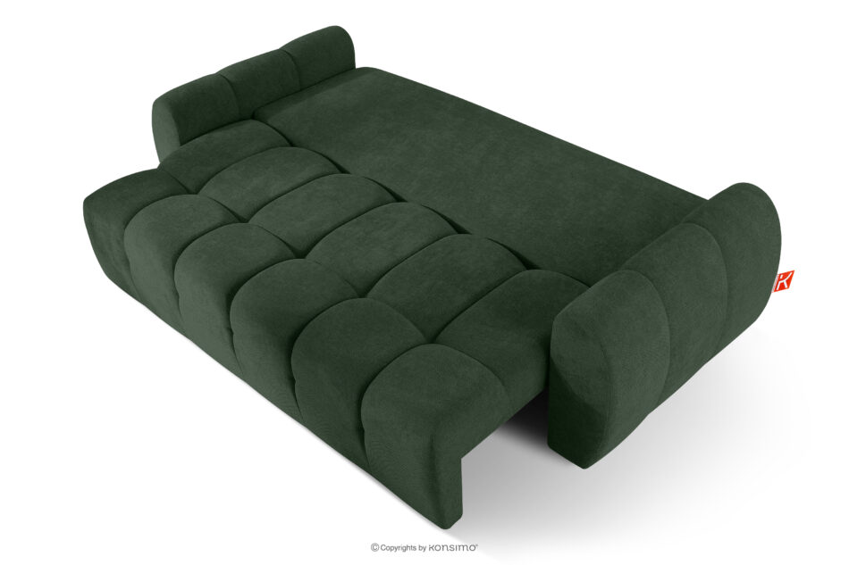 HELLA Pikowana sofa trzyosobowa z funkcją spania w tkaninie plecionej zielony zielony - zdjęcie 4