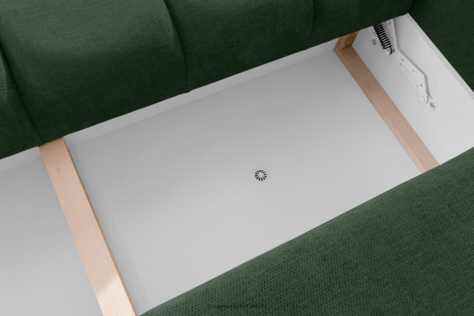 HELLA Pikowana sofa trzyosobowa z funkcją spania w tkaninie plecionej zielony zielony - zdjęcie 11