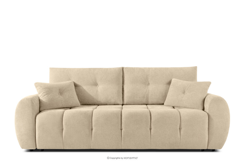 HELLA Pikowana sofa trzyosobowa z funkcją spania w tkaninie plecionej ciemny kremowy ciemny kremowy - zdjęcie 0