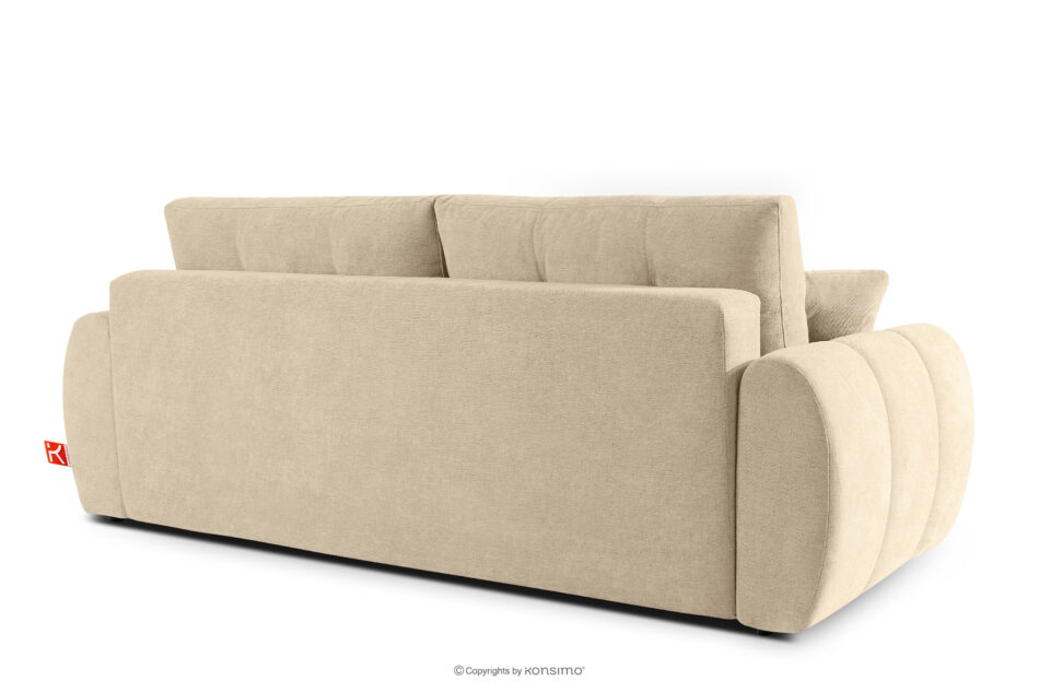 HELLA Pikowana sofa trzyosobowa z funkcją spania w tkaninie plecionej ciemny kremowy ciemny kremowy - zdjęcie 3