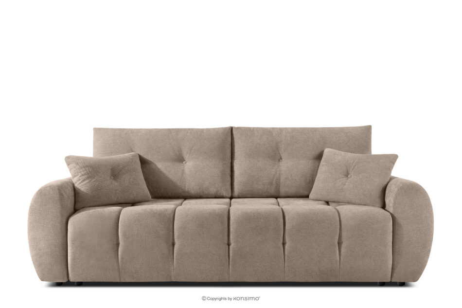 HELLA Pikowana sofa trzyosobowa z funkcją spania w tkaninie plecionej jasny brązowy jasny brązowy - zdjęcie 0