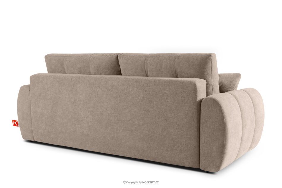 HELLA Pikowana sofa trzyosobowa z funkcją spania w tkaninie plecionej jasny brązowy jasny brązowy - zdjęcie 3