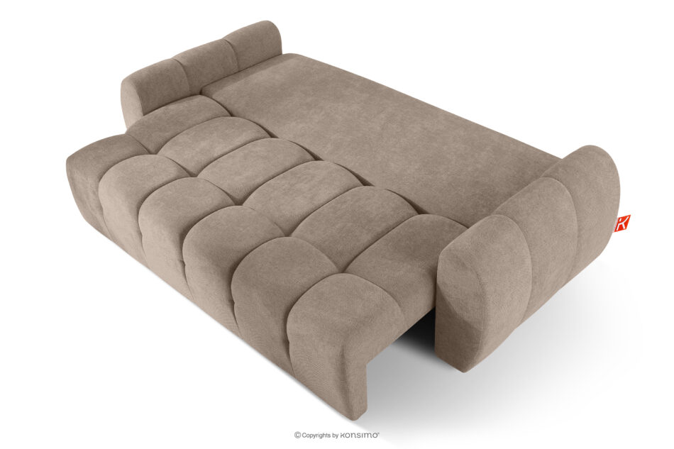 HELLA Pikowana sofa trzyosobowa z funkcją spania w tkaninie plecionej jasny brązowy jasny brązowy - zdjęcie 4