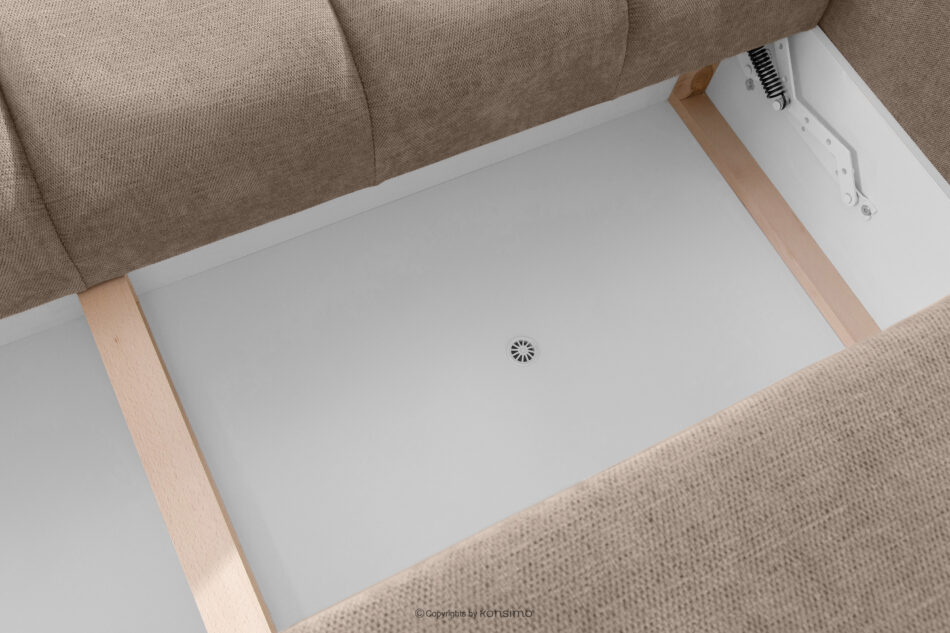 HELLA Pikowana sofa trzyosobowa z funkcją spania w tkaninie plecionej jasny brązowy jasny brązowy - zdjęcie 11