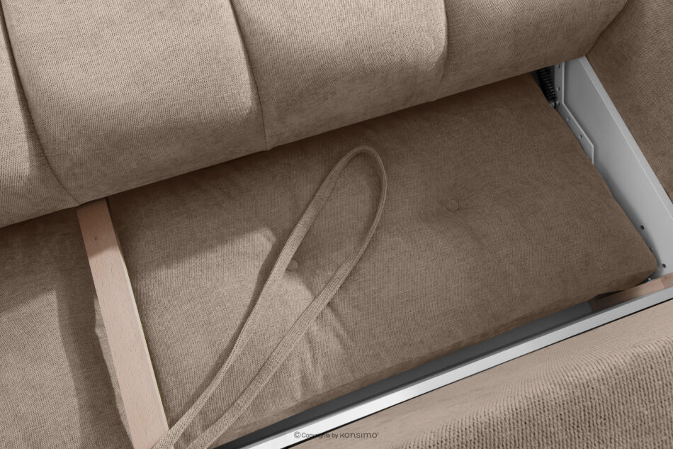 HELLA Pikowana sofa trzyosobowa z funkcją spania w tkaninie plecionej jasny brązowy jasny brązowy - zdjęcie 12