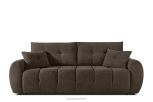 HELLA, https://konsimo.pl/kolekcja/hella/ Pikowana sofa trzyosobowa z funkcją spania w tkaninie plecionej chłodny brązowy chłodny brązowy - zdjęcie