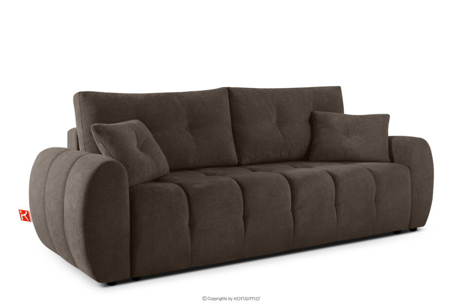 HELLA Pikowana sofa trzyosobowa z funkcją spania w tkaninie plecionej chłodny brązowy chłodny brązowy - zdjęcie 2