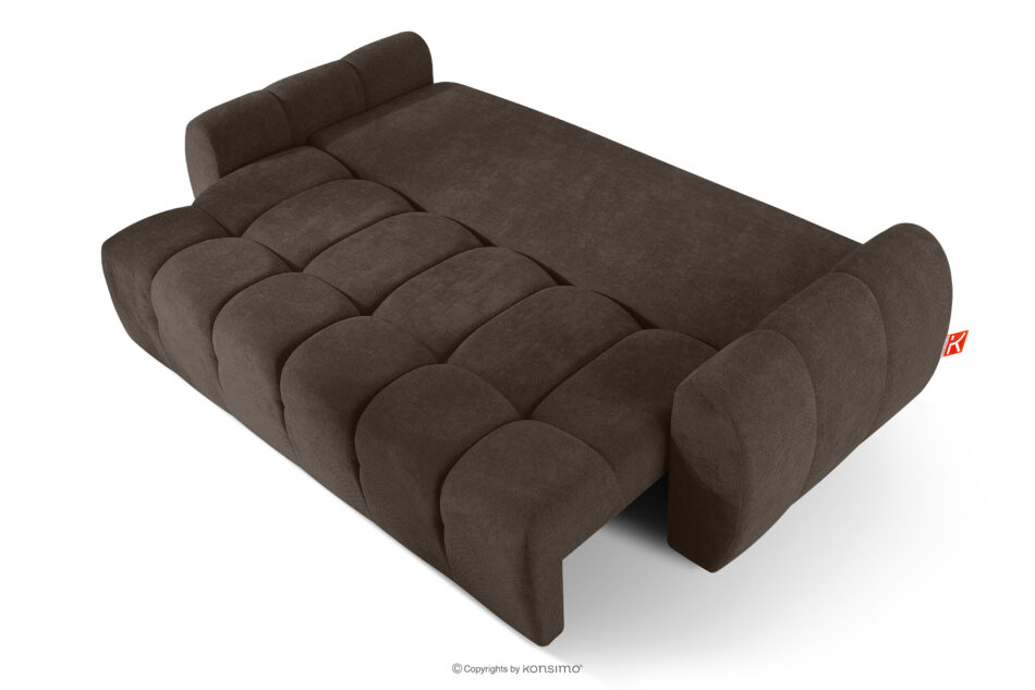 HELLA Pikowana sofa trzyosobowa z funkcją spania w tkaninie plecionej chłodny brązowy chłodny brązowy - zdjęcie 4