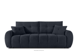 HELLA, https://konsimo.pl/kolekcja/hella/ Pikowana sofa trzyosobowa z funkcją spania w tkaninie plecionej ciemny granatowy ciemny granatowy - zdjęcie