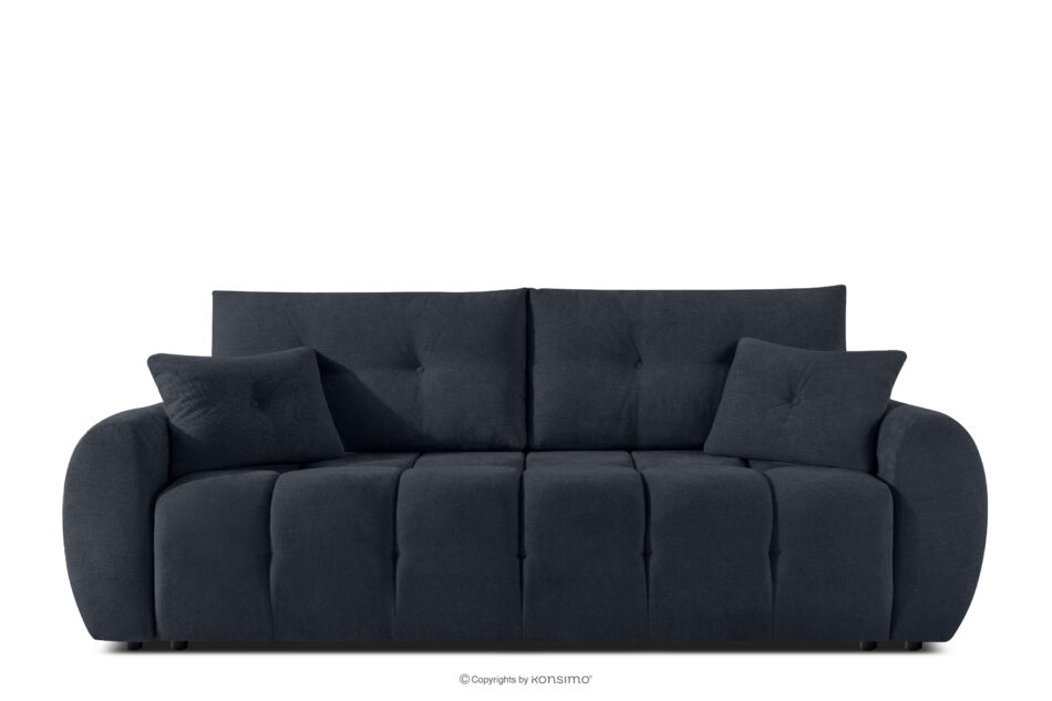 HELLA Pikowana sofa trzyosobowa z funkcją spania w tkaninie plecionej ciemny granatowy ciemny granatowy - zdjęcie 0