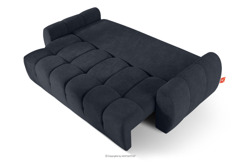 HELLA Pikowana sofa trzyosobowa z funkcją spania w tkaninie plecionej ciemny granatowy ciemny granatowy - zdjęcie 4